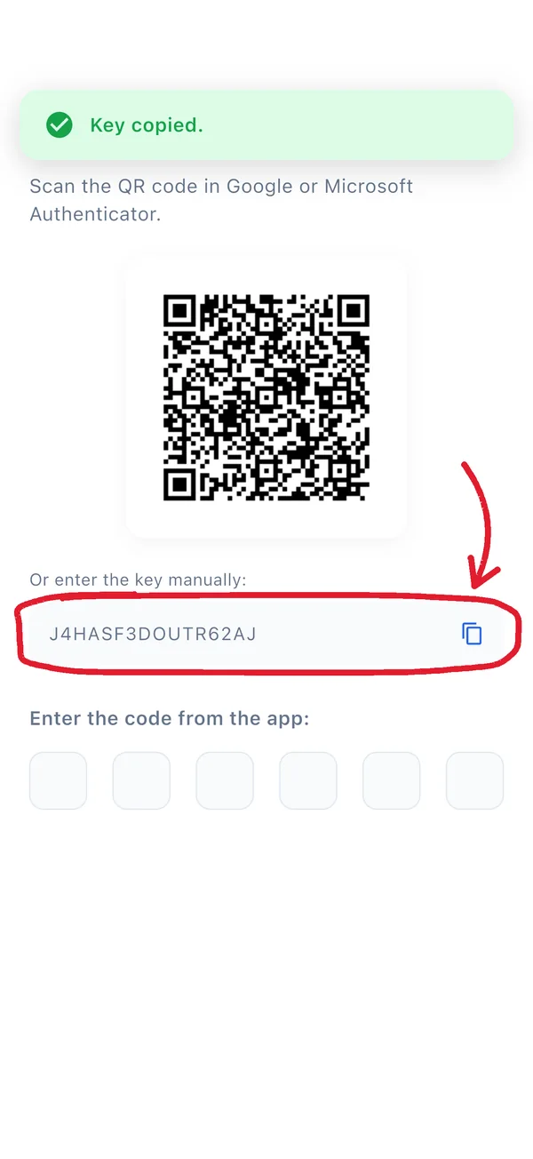 Step 2: Copy the key